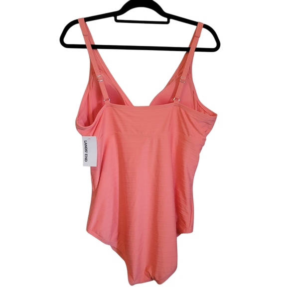 Lands’ End Coral One Piece Swimsuit Size 18 NWT Surplice V Neck Tummy Control - Picture 6 of 10